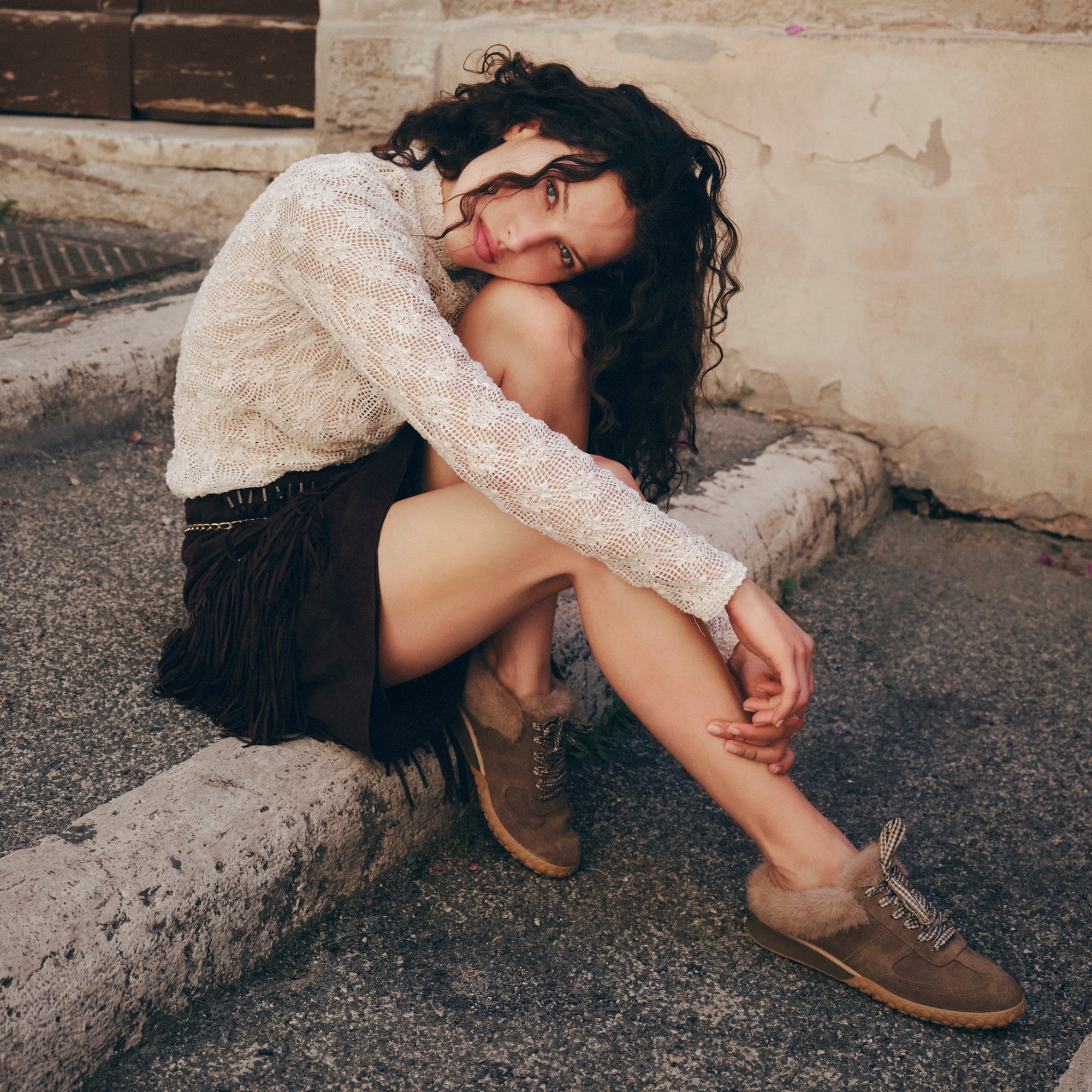 Dolce Vita SHOES | Izzey Plush Olive Suede Sneakers