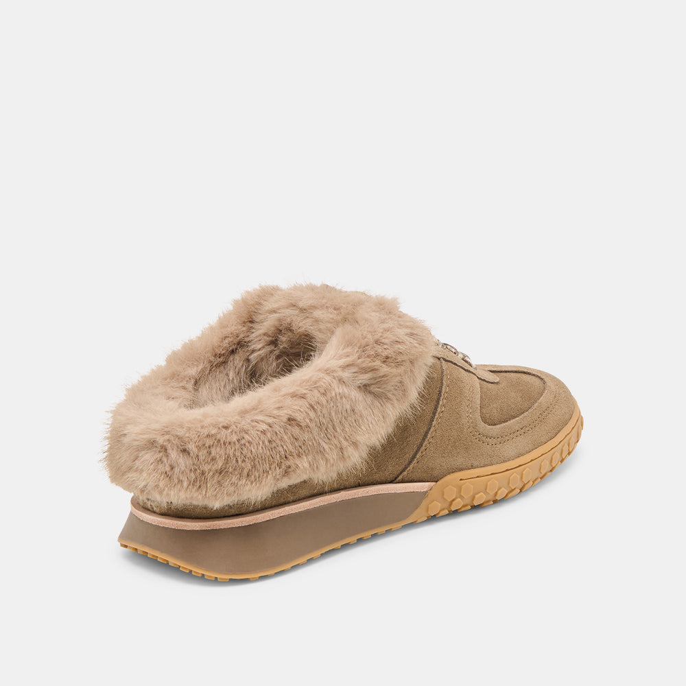Dolce Vita SHOES | Izzey Plush Olive Suede Sneakers