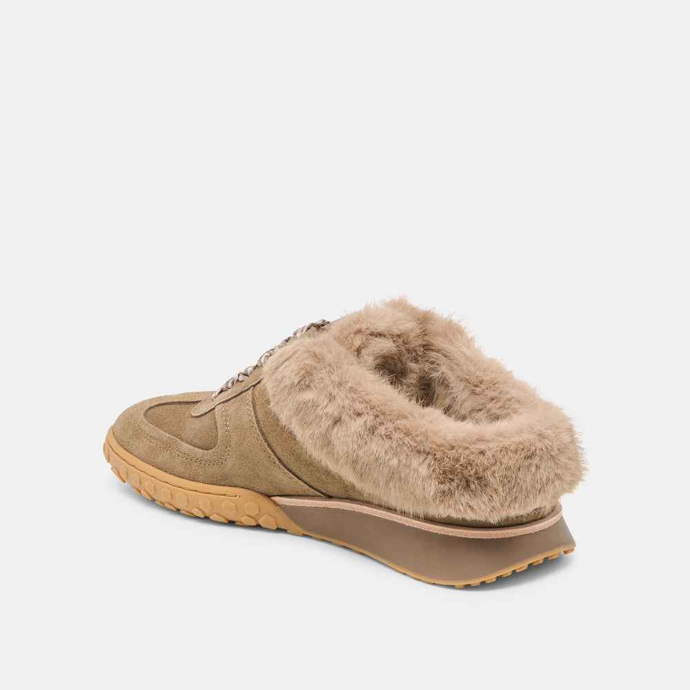 Dolce Vita SHOES | Izzey Plush Olive Suede Sneakers