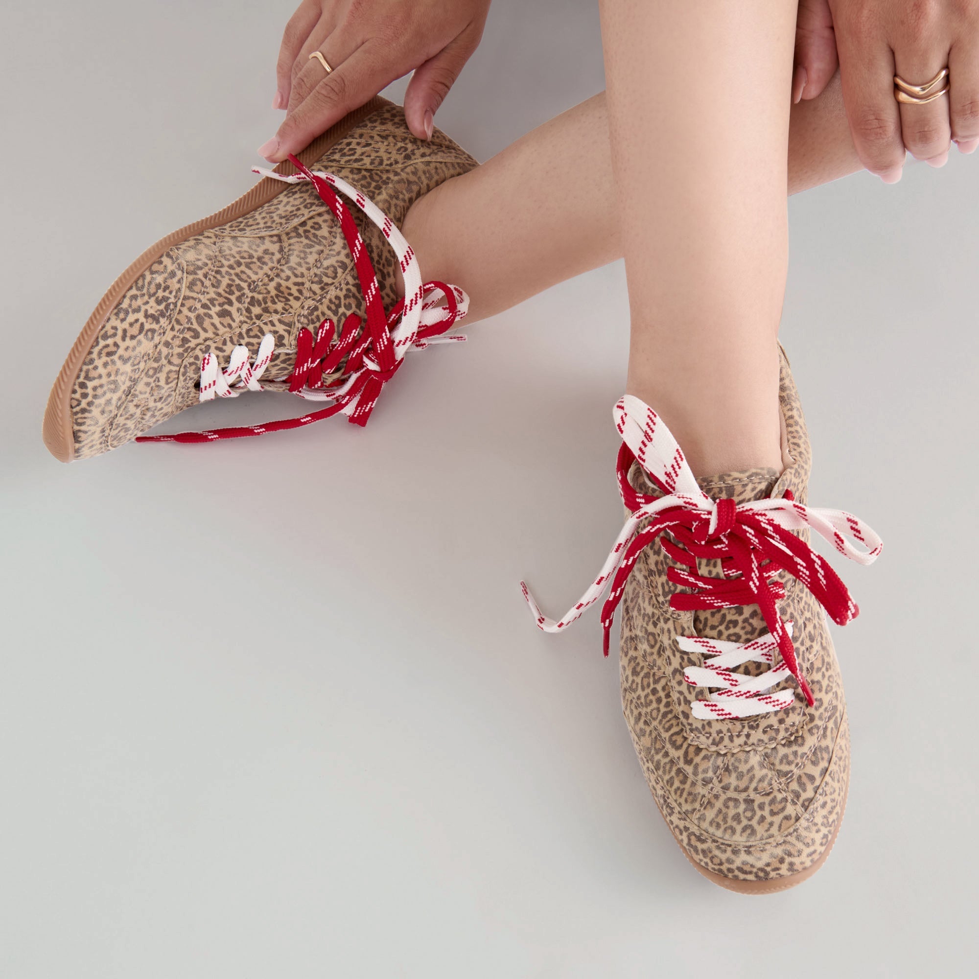 Dolce Vita SHOES | Laini Tan Leopard Printed Suede Sneakers