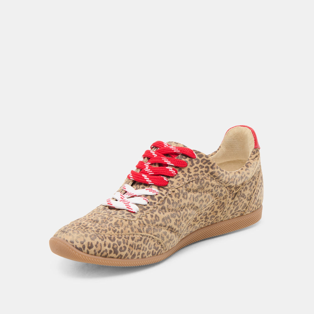 Dolce Vita SHOES | Laini Tan Leopard Printed Suede Sneakers