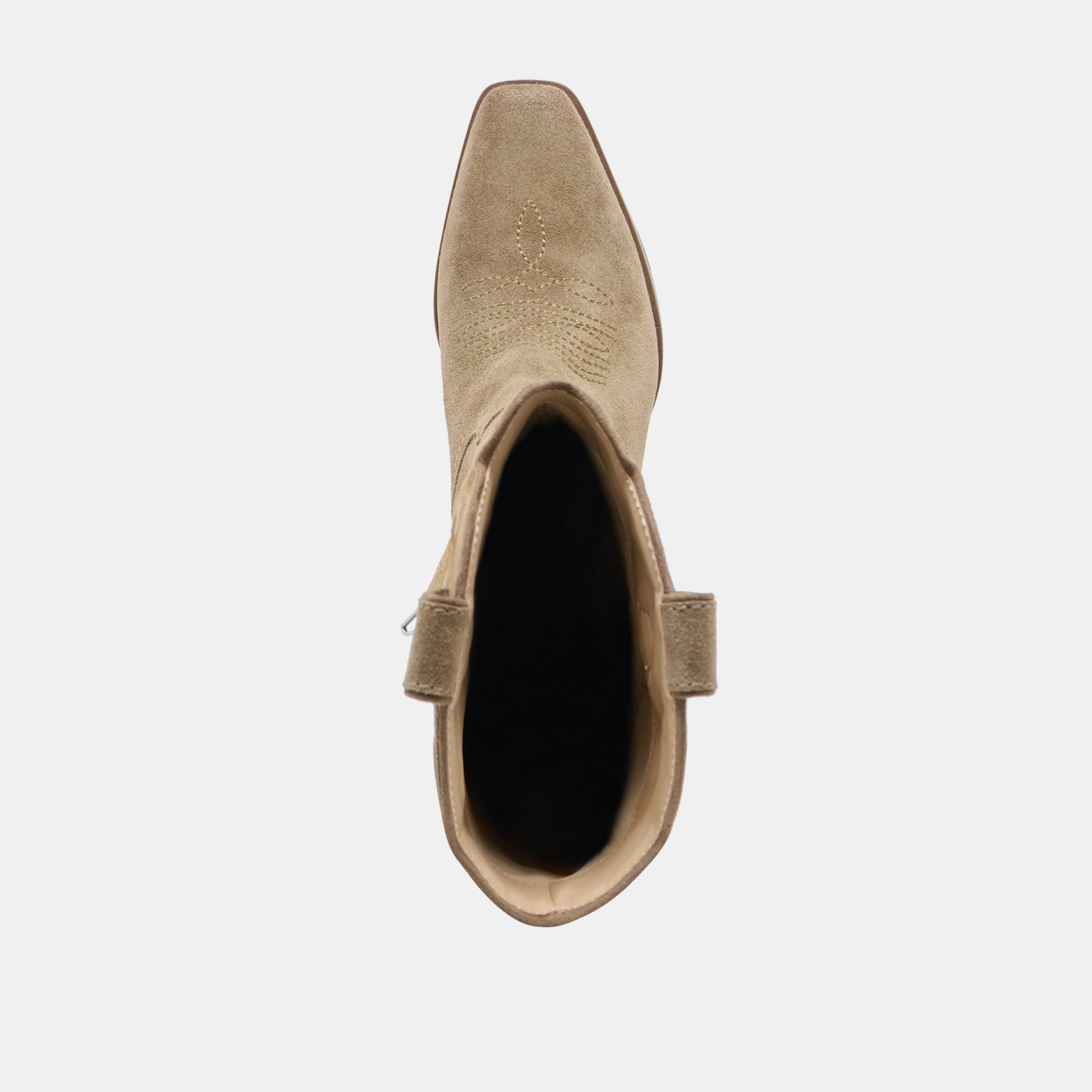 Dolce Vita SHOES | LUNI Taupe Suede Knee-High Pointed Toe Western Boots