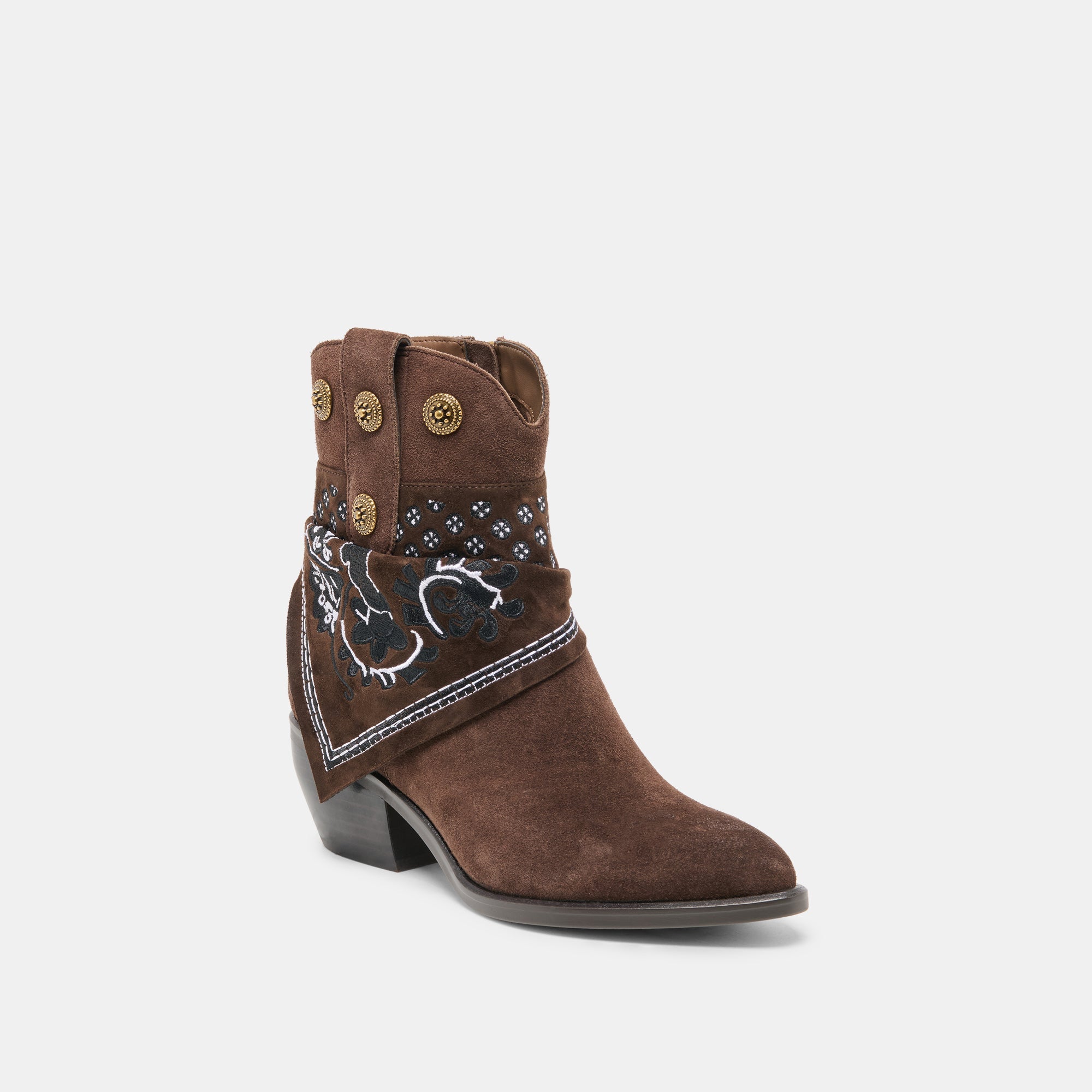 Dolce Vita SHOES | MEKALA Dk Brown Suede Pointed-Toe Ankle Western Boots