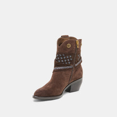 Dolce Vita SHOES | MEKALA Dk Brown Suede Pointed-Toe Ankle Western Boots