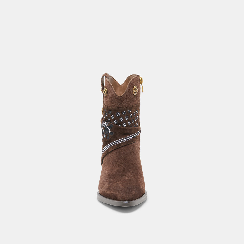 Dolce Vita SHOES | MEKALA Dk Brown Suede Pointed-Toe Ankle Western Boots