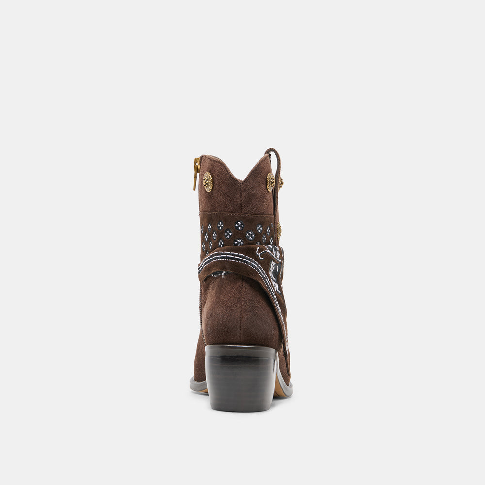 Dolce Vita SHOES | MEKALA Dk Brown Suede Pointed-Toe Ankle Western Boots