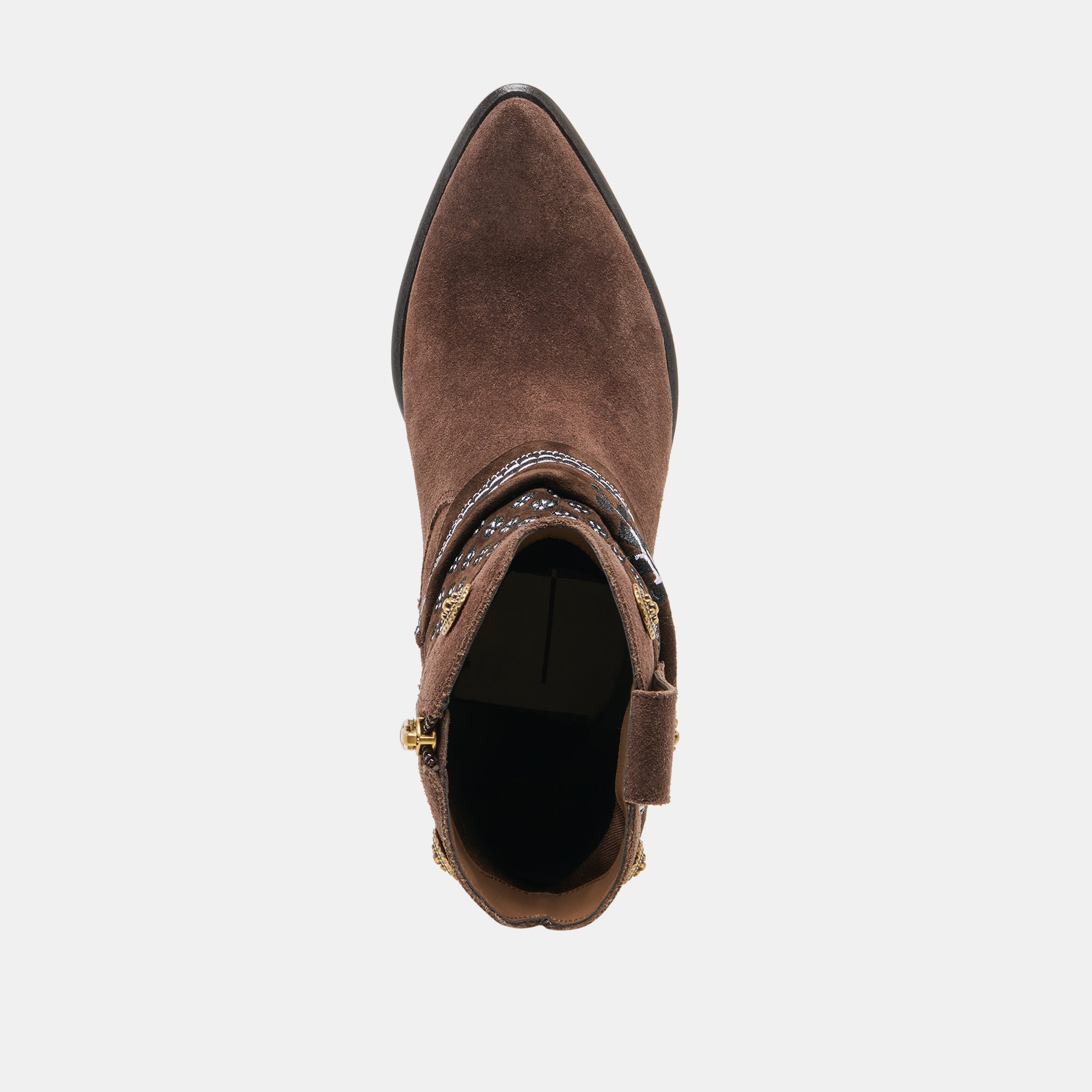 Dolce Vita SHOES | MEKALA Dk Brown Suede Pointed-Toe Ankle Western Boots