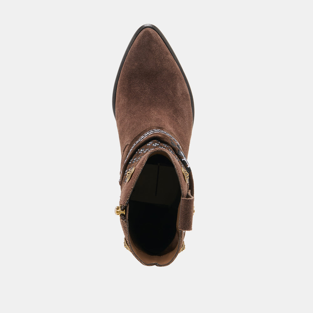 Dolce Vita SHOES | MEKALA Dk Brown Suede Pointed-Toe Ankle Western Boots