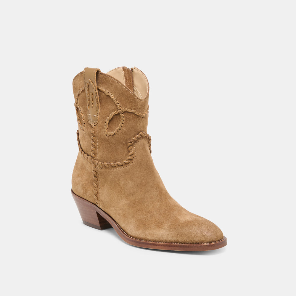 Dolce Vita SHOES | RUDO Lt Brown Suede Western Pointed-Toe Ankle Boots
