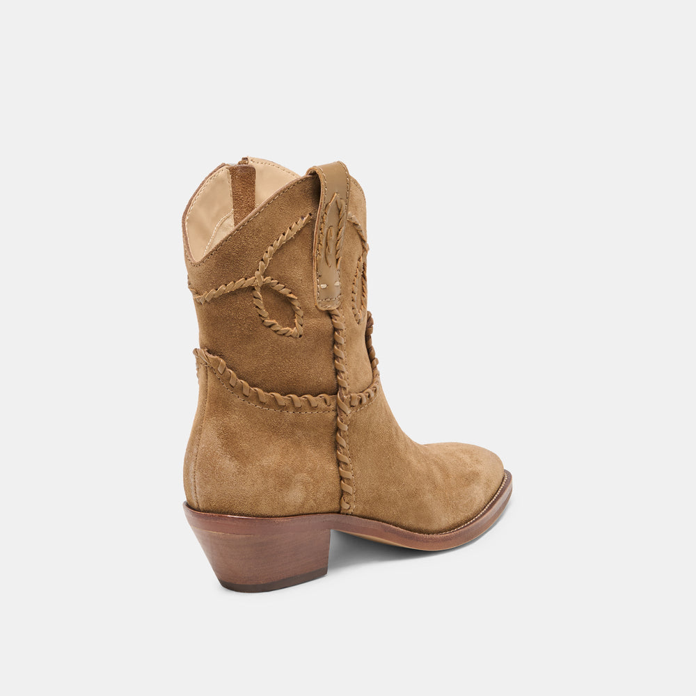 Dolce Vita SHOES | RUDO Lt Brown Suede Western Pointed-Toe Ankle Boots