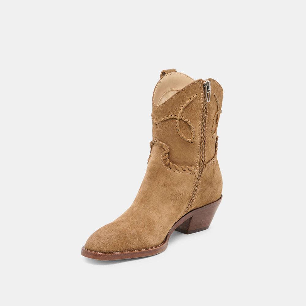 Dolce Vita SHOES | RUDO Lt Brown Suede Western Pointed-Toe Ankle Boots