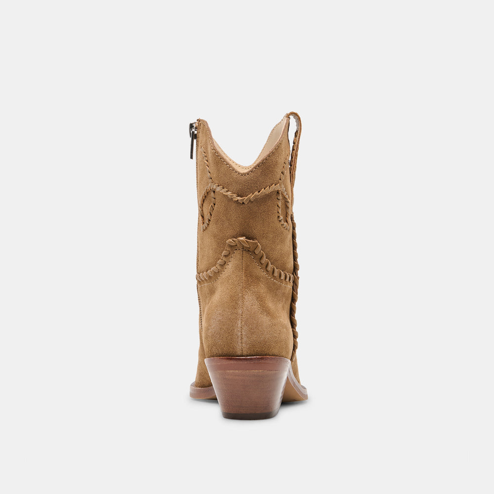 Dolce Vita SHOES | RUDO Lt Brown Suede Western Pointed-Toe Ankle Boots