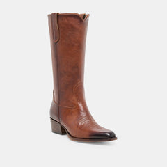 Dolce Vita SHOES | VIGLA Chestnut Leather Pointed-Toe Western Boots