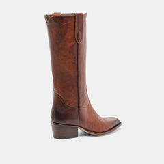 Dolce Vita SHOES | VIGLA Chestnut Leather Pointed-Toe Western Boots