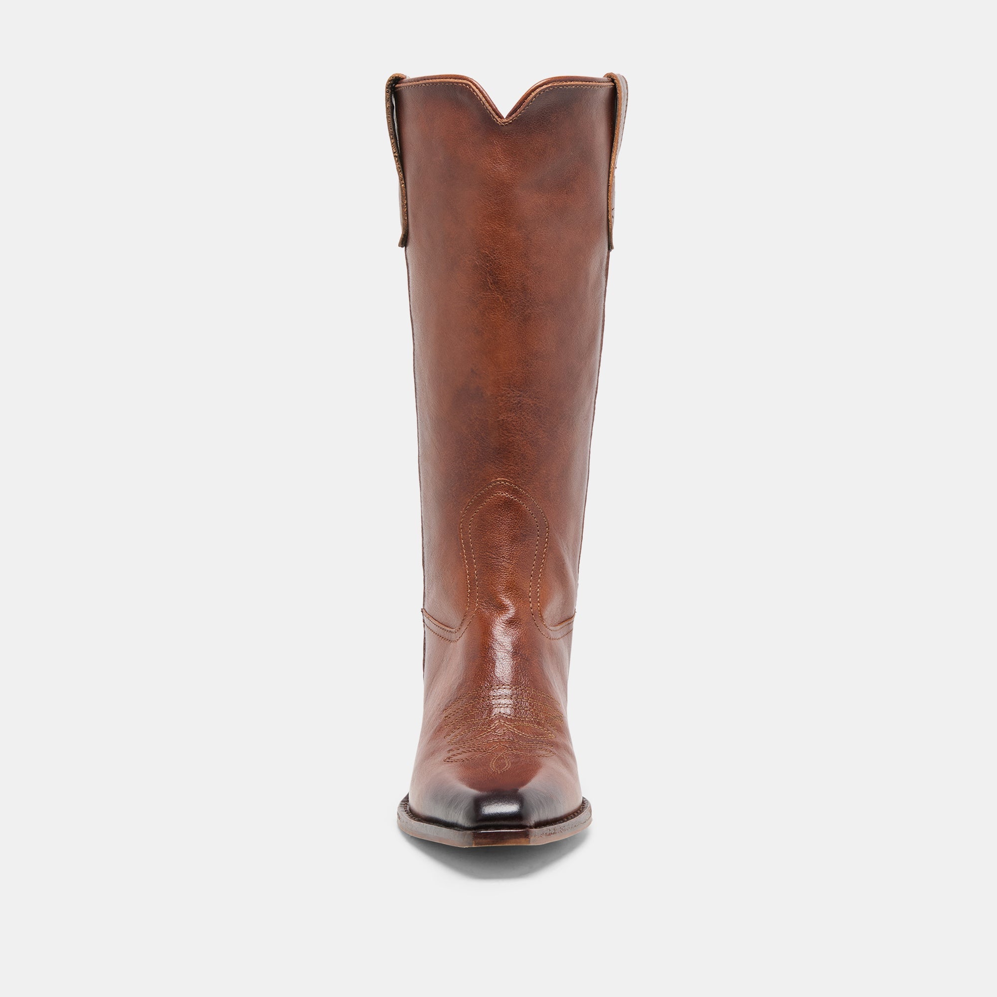 Dolce Vita SHOES | VIGLA Chestnut Leather Pointed-Toe Western Boots