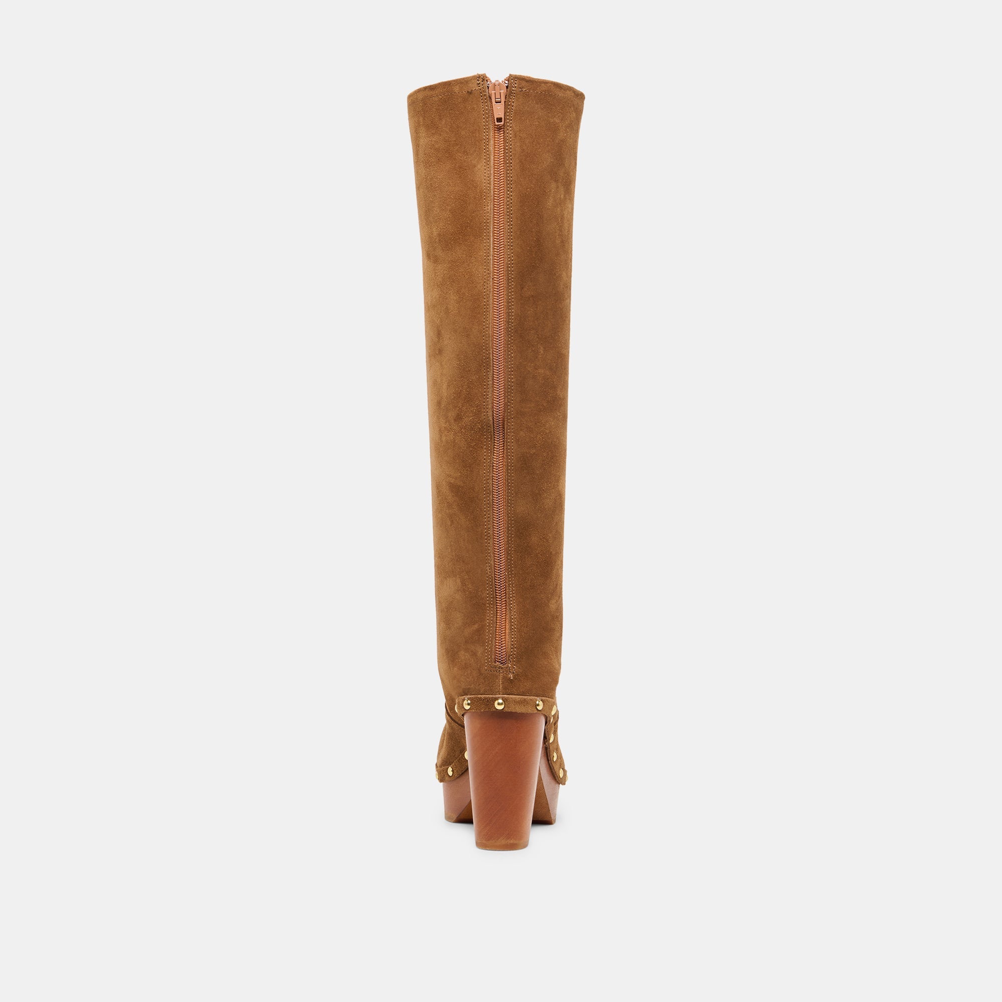 Dolce Vita SHOES | JENNY Chestnut Suede Knee-High Platform Wood Sole Boots