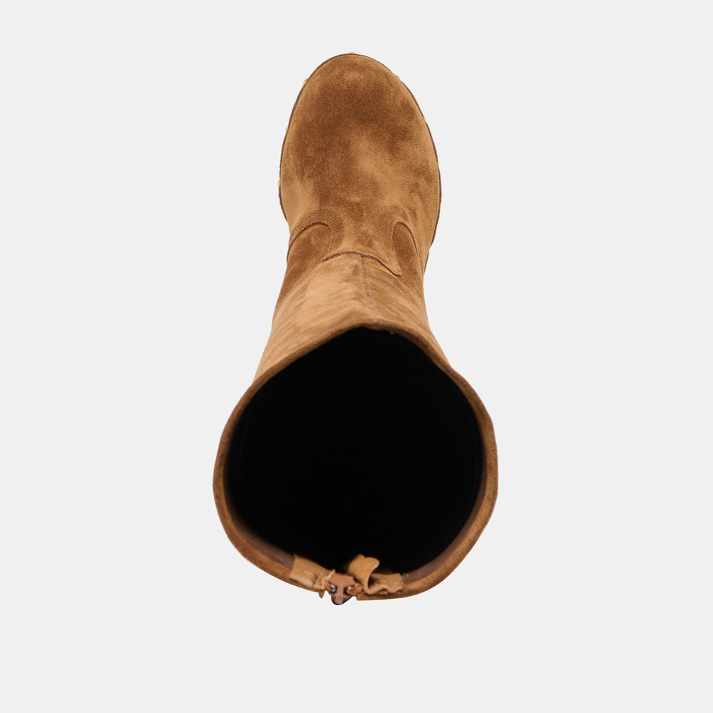 Dolce Vita SHOES | JENNY Chestnut Suede Knee-High Platform Wood Sole Boots