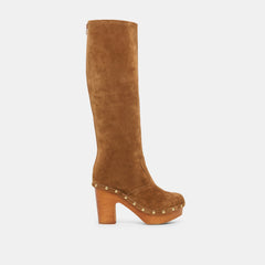 Dolce Vita SHOES | JENNY Chestnut Suede Knee-High Platform Wood Sole Boots