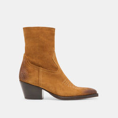 Dolce Vita SHOES | KLYDE Cognac Suede Block Heel Ankle Boots