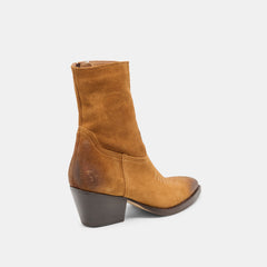 Dolce Vita SHOES | KLYDE Cognac Suede Block Heel Ankle Boots