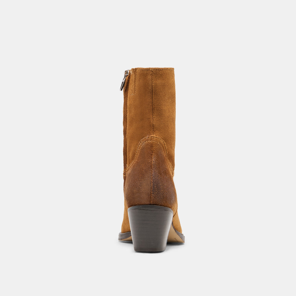 Dolce Vita SHOES | KLYDE Cognac Suede Block Heel Ankle Boots