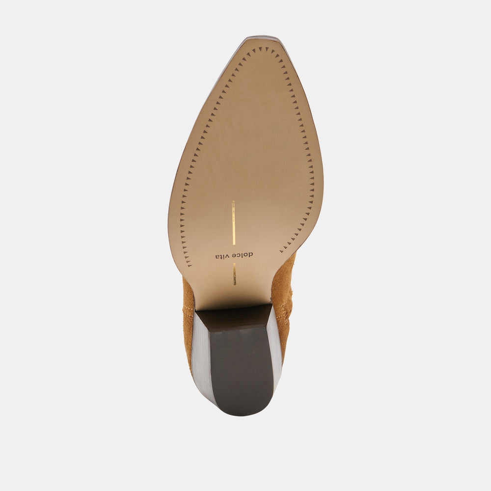 Dolce Vita SHOES | KLYDE Cognac Suede Block Heel Ankle Boots