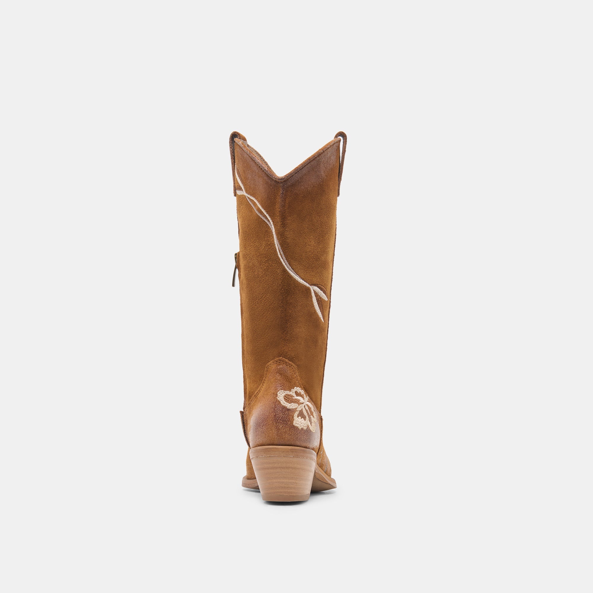 Dolce Vita SHOES | BRANDO Tan Suede Embroidered Pointed-Toe Western Boots
