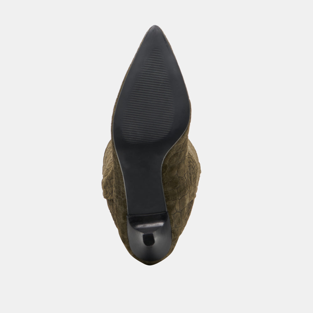 Dolce Vita SHOES | Roxla Olive Croco Embossed Leather Boots