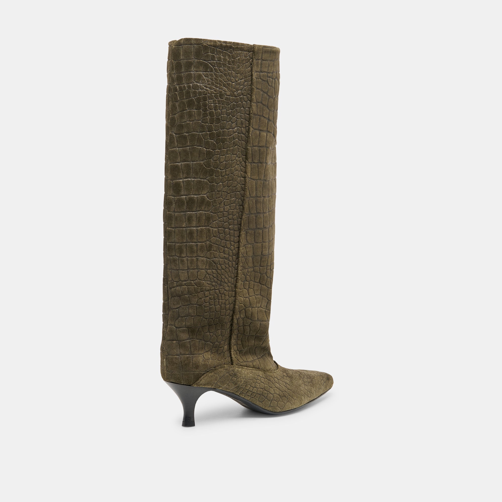 Dolce Vita SHOES | Roxla Olive Croco Embossed Leather Boots