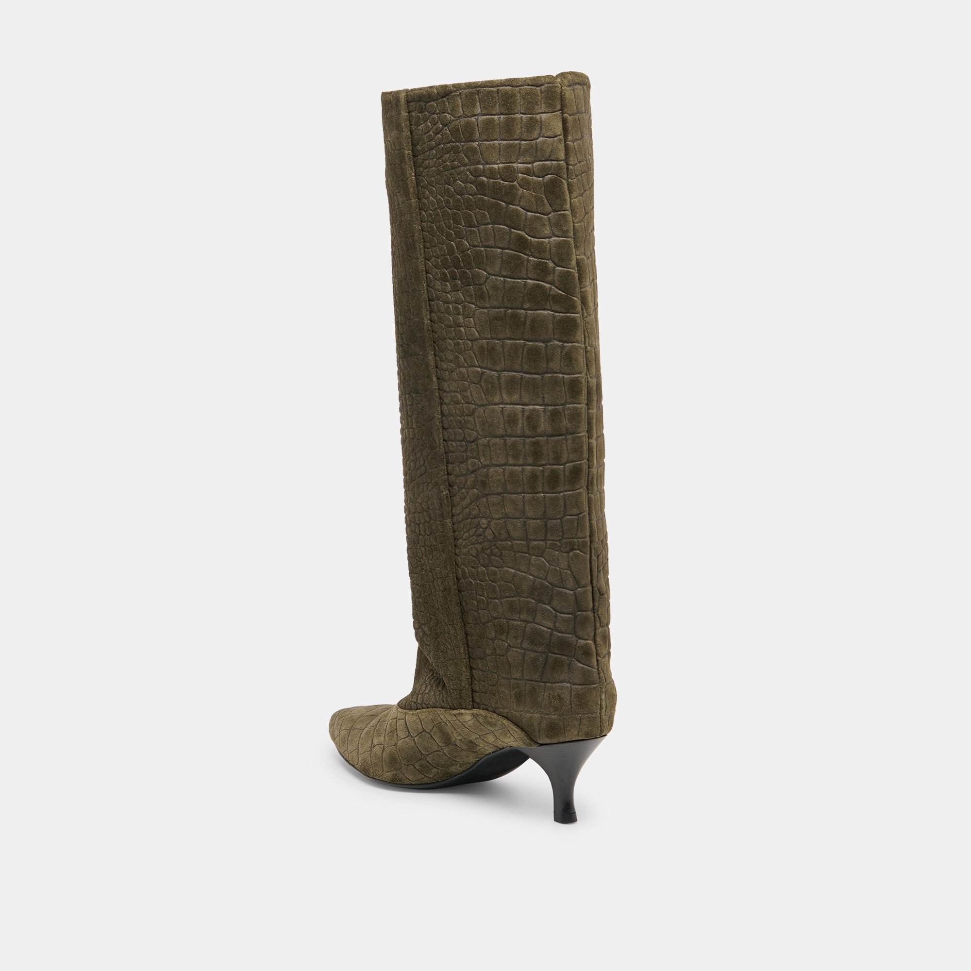 Dolce Vita SHOES | Roxla Olive Croco Embossed Leather Boots