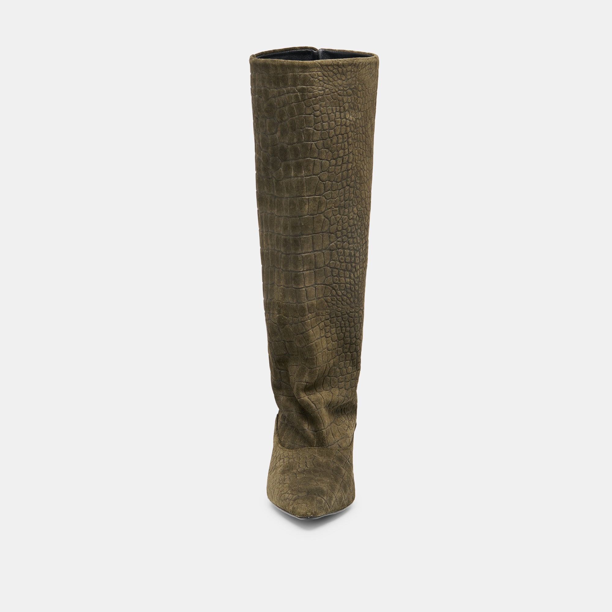 Dolce Vita SHOES | Roxla Olive Croco Embossed Leather Boots
