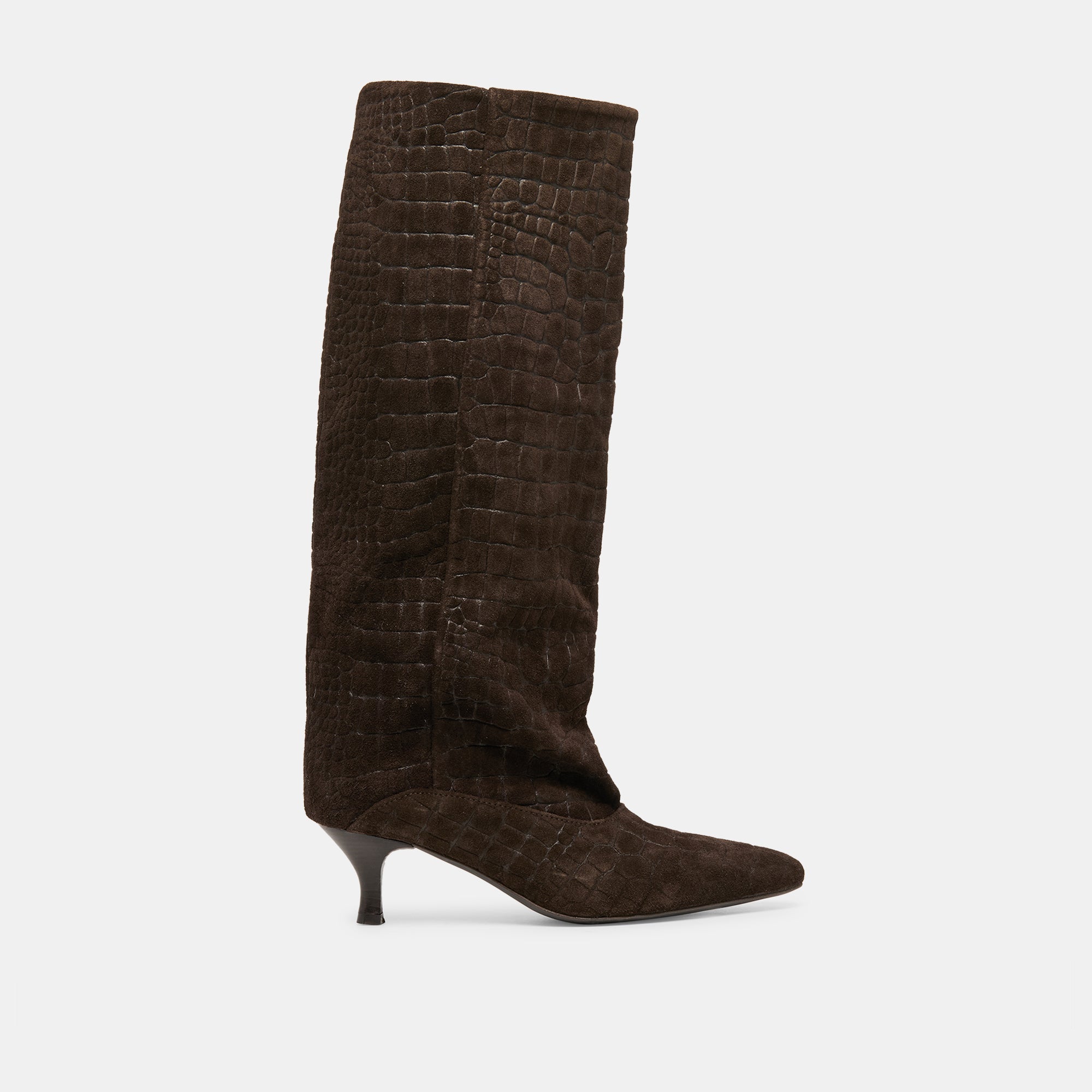 Dolce Vita SHOES | Roxla Dk Chocolate Croco Embossed Leather Boots