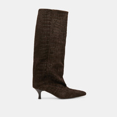 Dolce Vita SHOES | Roxla Dk Chocolate Croco Embossed Leather Boots