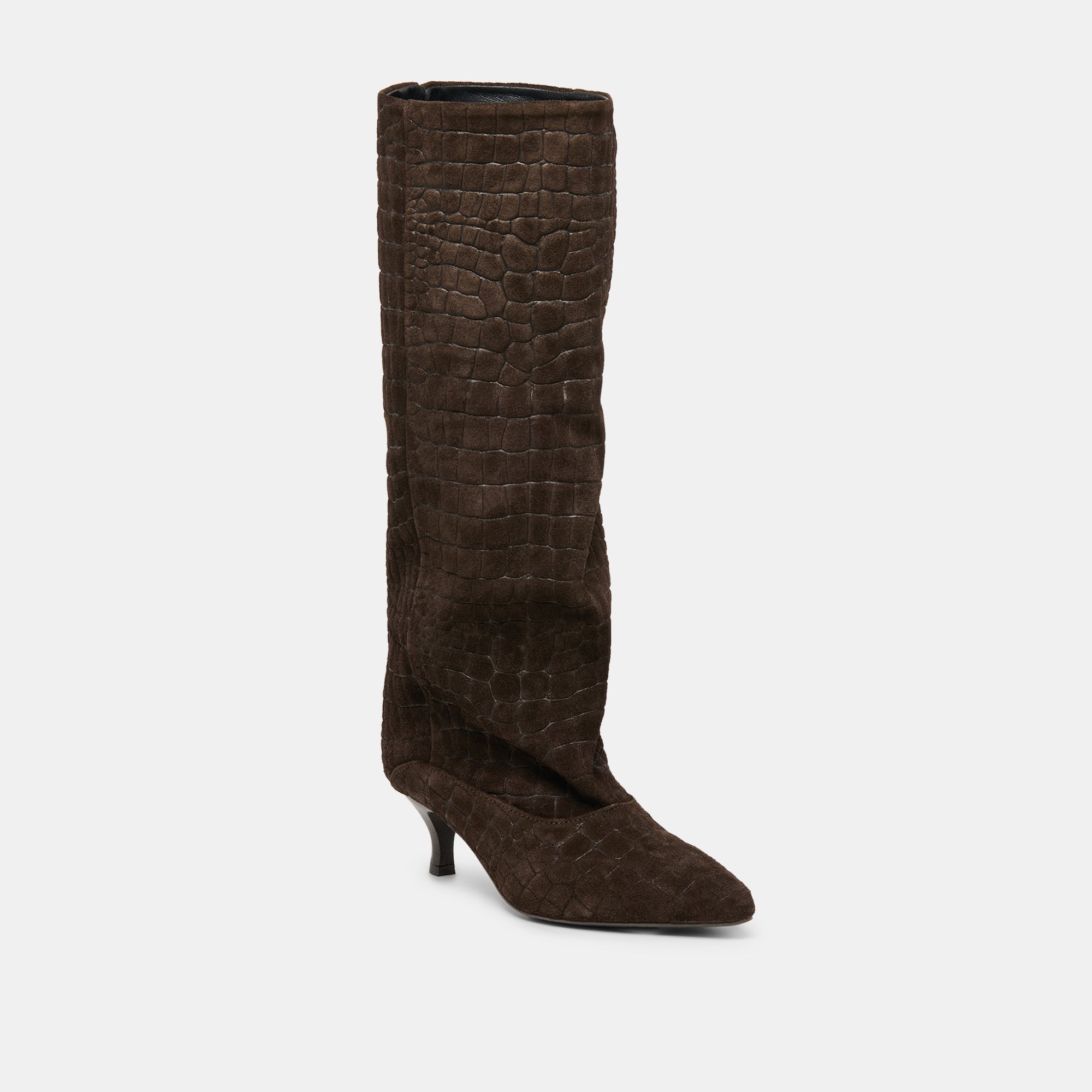 Dolce Vita SHOES | Roxla Dk Chocolate Croco Embossed Leather Boots