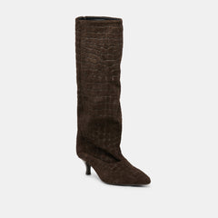 Dolce Vita SHOES | Roxla Dk Chocolate Croco Embossed Leather Boots