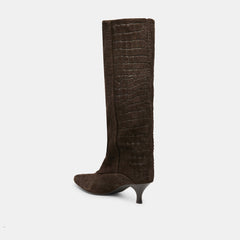 Dolce Vita SHOES | Roxla Dk Chocolate Croco Embossed Leather Boots