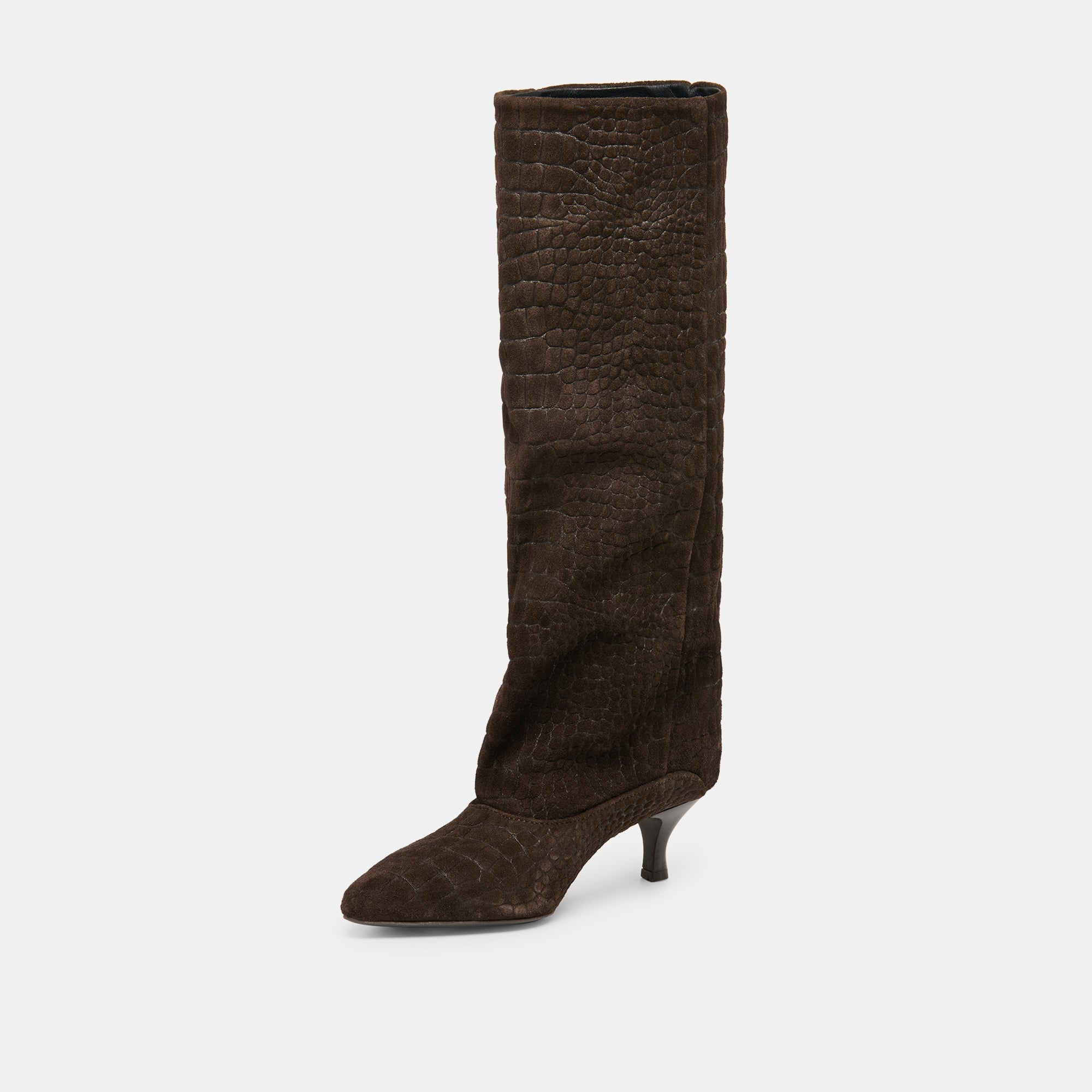 Dolce Vita SHOES | Roxla Dk Chocolate Croco Embossed Leather Boots