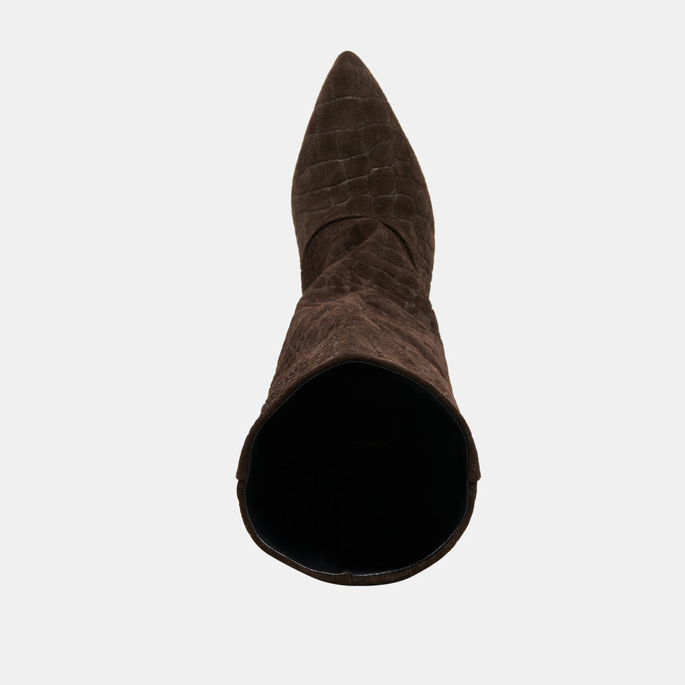 Dolce Vita SHOES | Roxla Dk Chocolate Croco Embossed Leather Boots