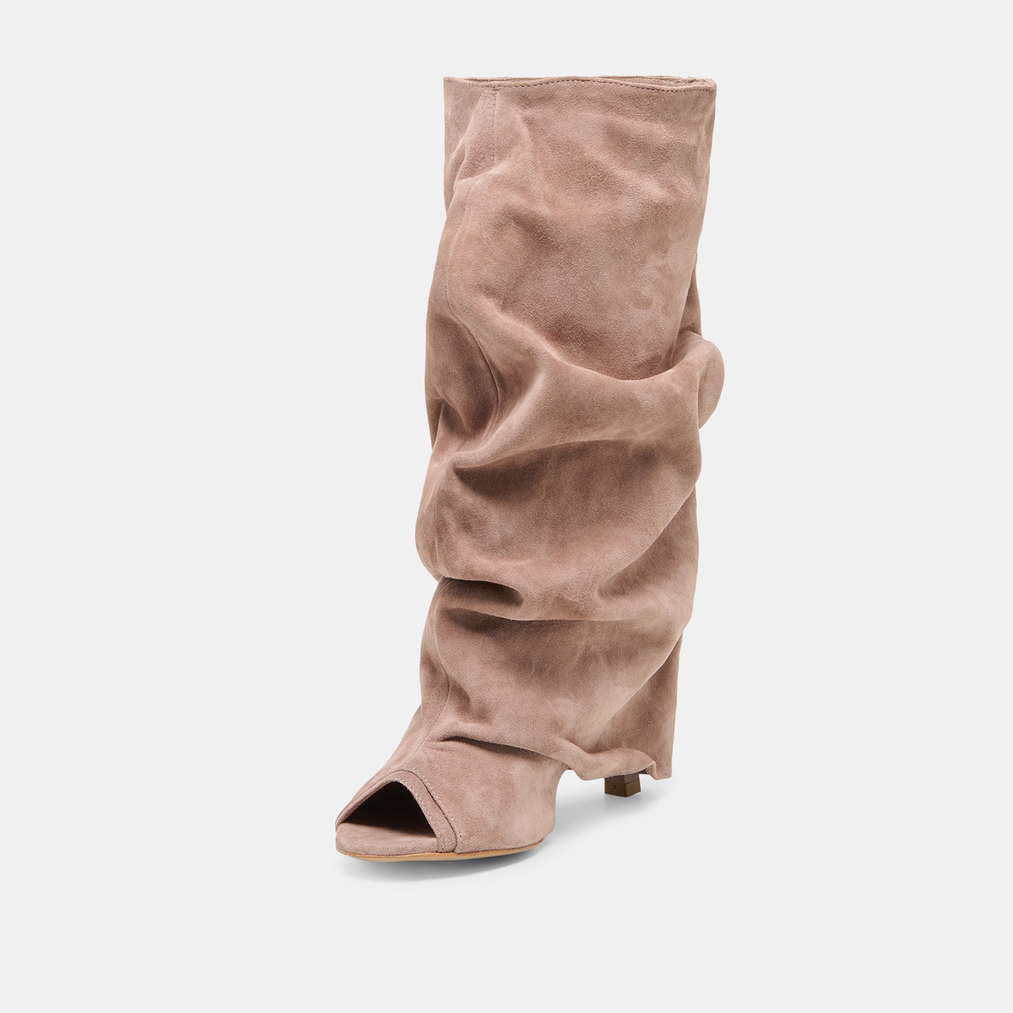 Dolce Vita SHOES | CLYFF Taupe Suede Slouch Foldover Open-Toe Boots