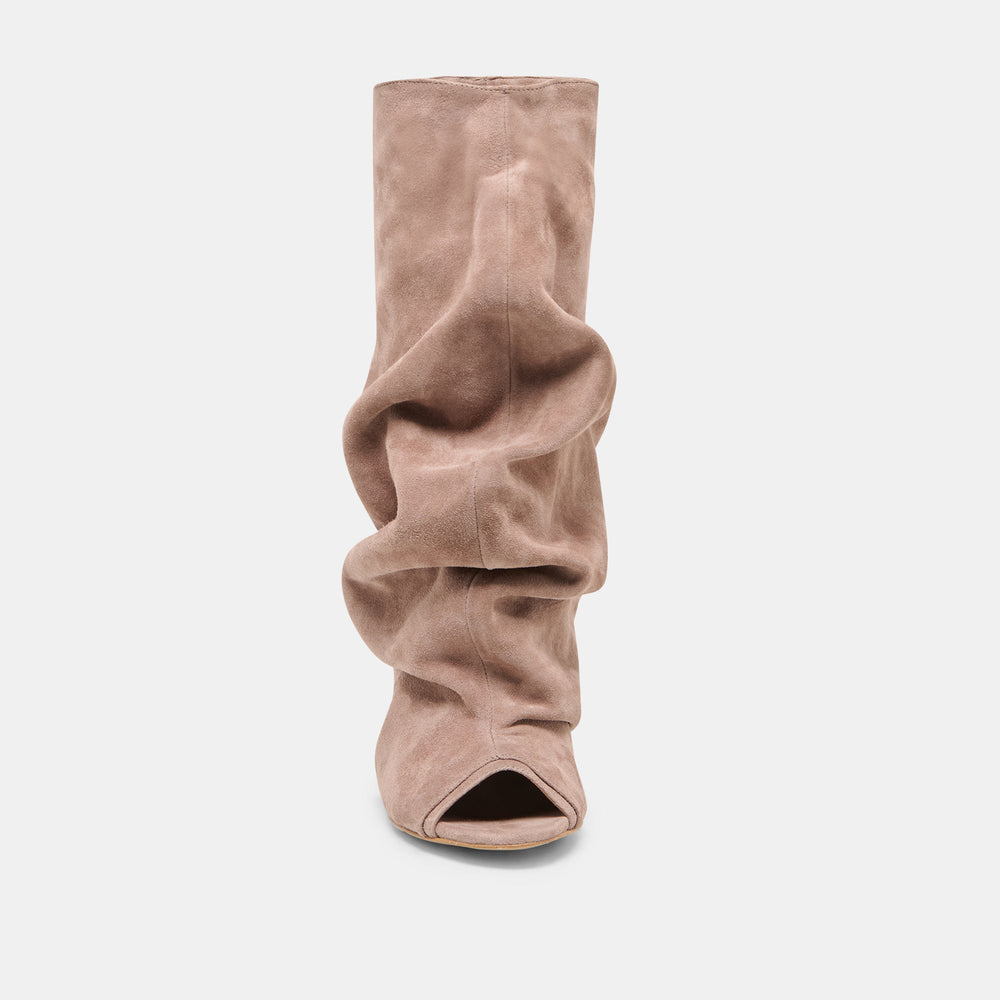 Dolce Vita SHOES | CLYFF Taupe Suede Slouch Foldover Open-Toe Boots