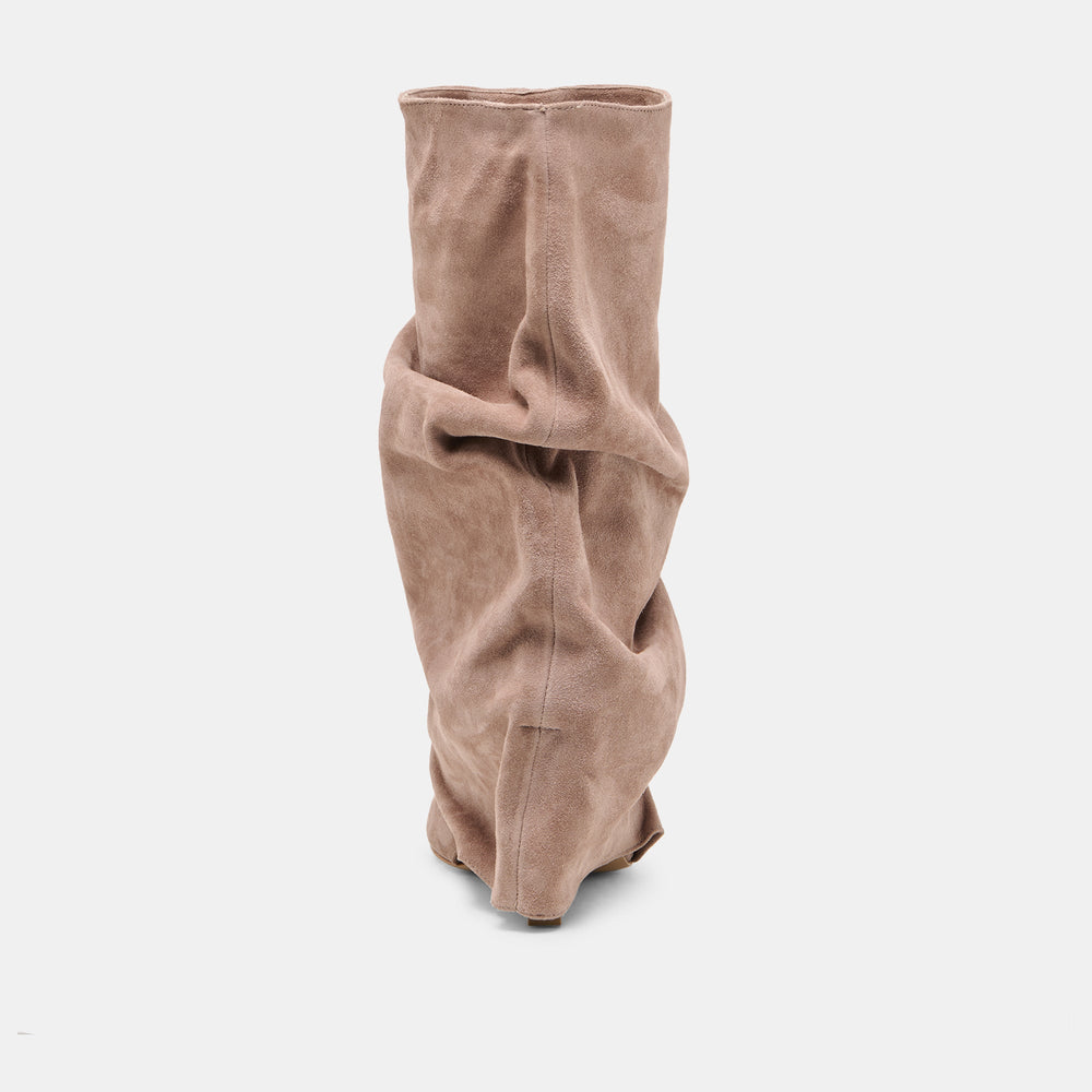 Dolce Vita SHOES | CLYFF Taupe Suede Slouch Foldover Open-Toe Boots