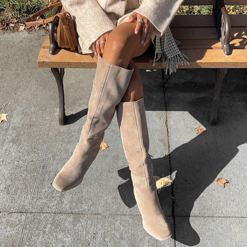 Dolce Vita SHOES | FYNN Boots Truffle Suede | Knee-High Truffle Suede Boots
 – Dolce Vita