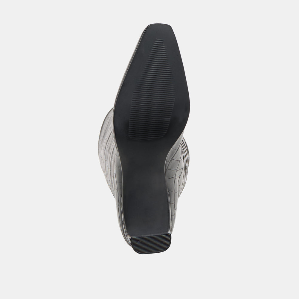 Dolce Vita SHOES | Trixi Noir Croco Embossed Leather Boots