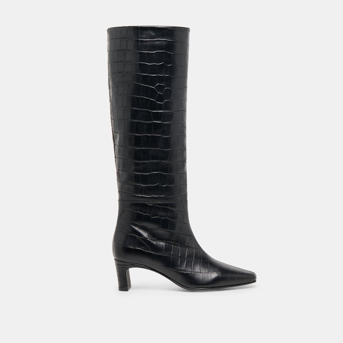 Dolce Vita SHOES | Trixi Noir Croco Embossed Leather Boots