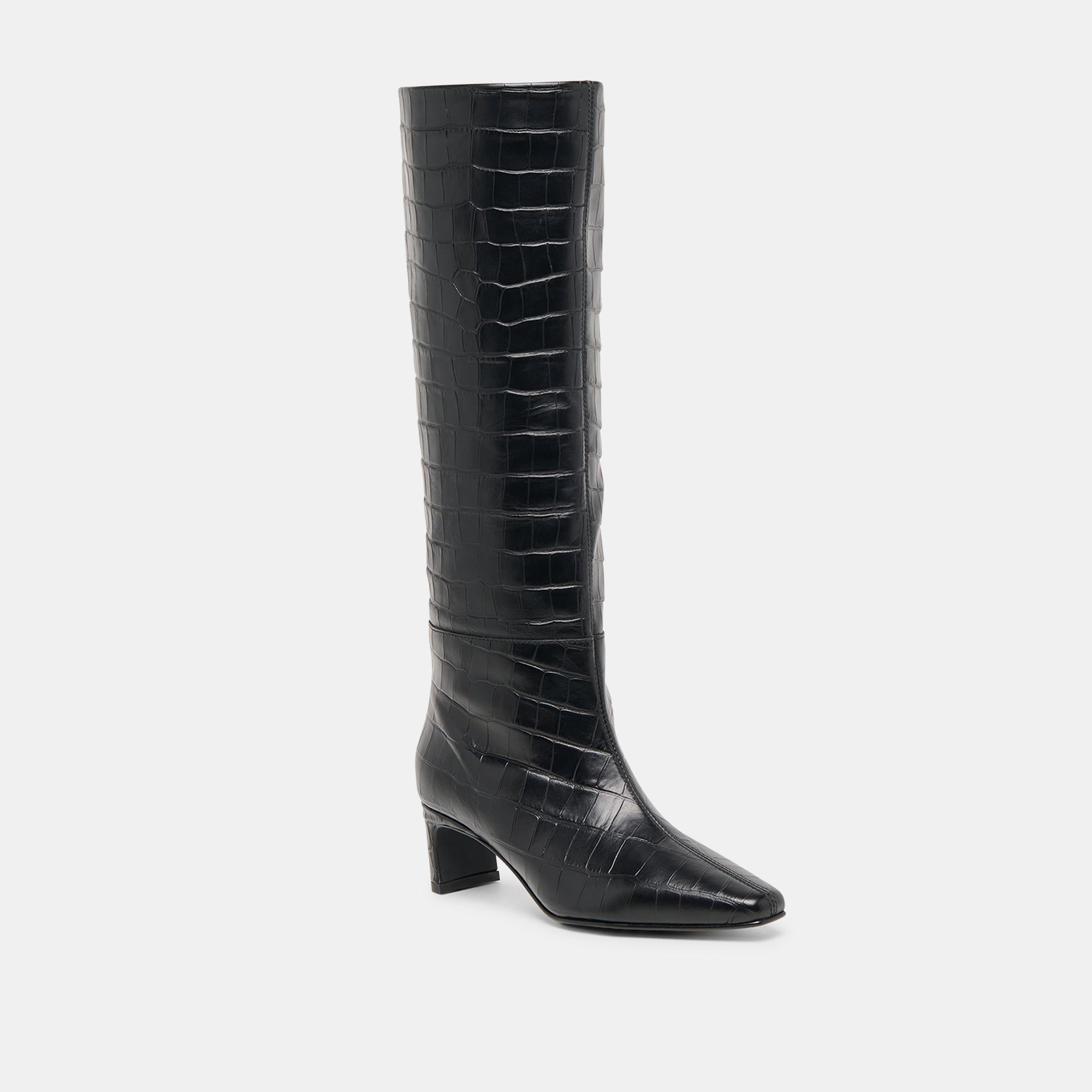 Dolce Vita SHOES | Trixi Noir Croco Embossed Leather Boots