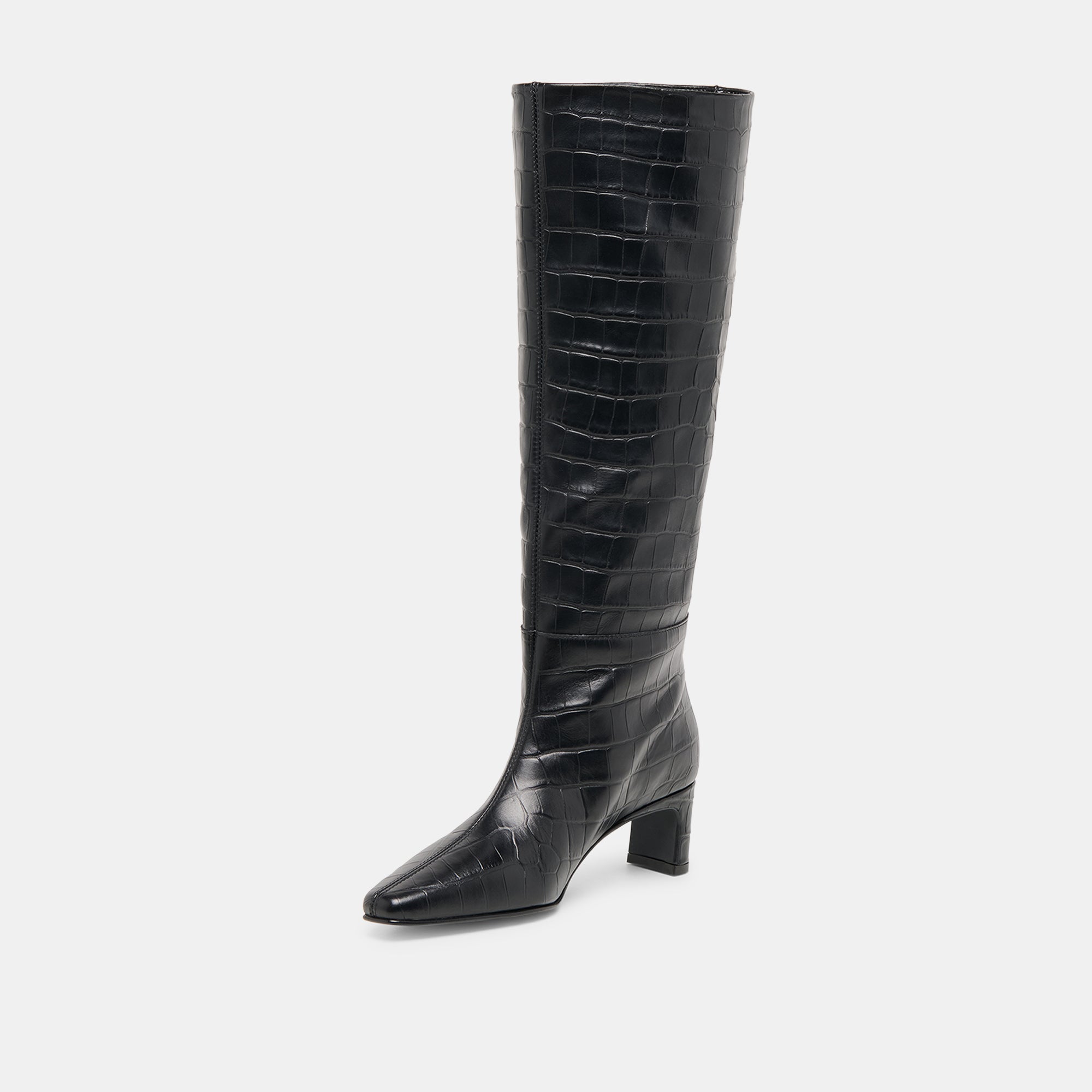 Dolce Vita SHOES | Trixi Noir Croco Embossed Leather Boots