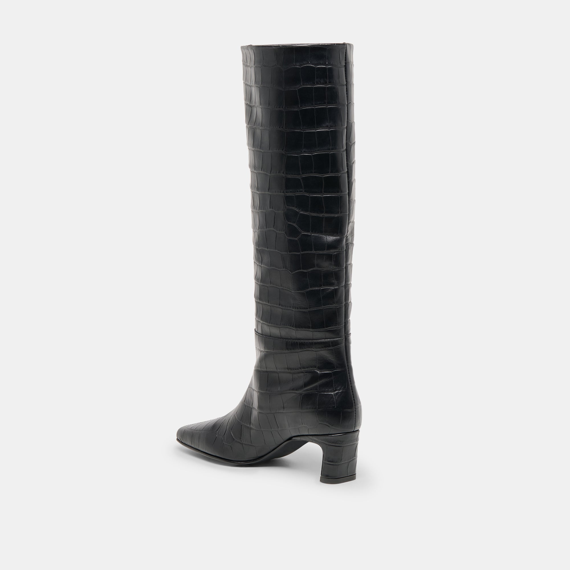 Dolce Vita SHOES | Trixi Noir Croco Embossed Leather Boots
