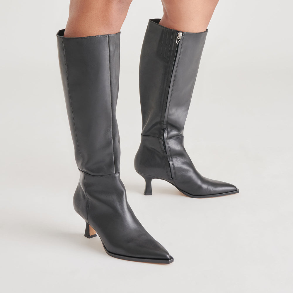 Dolce Vita SHOES | Auggie Wide Calf Boots | Black Leather Boots by Dolce Vita