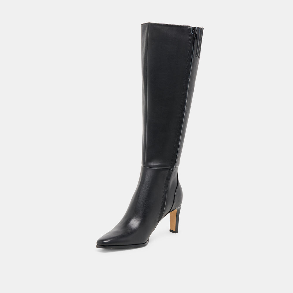 Dolce Vita SHOES | Emmi Black Leather Wide Calf Boots