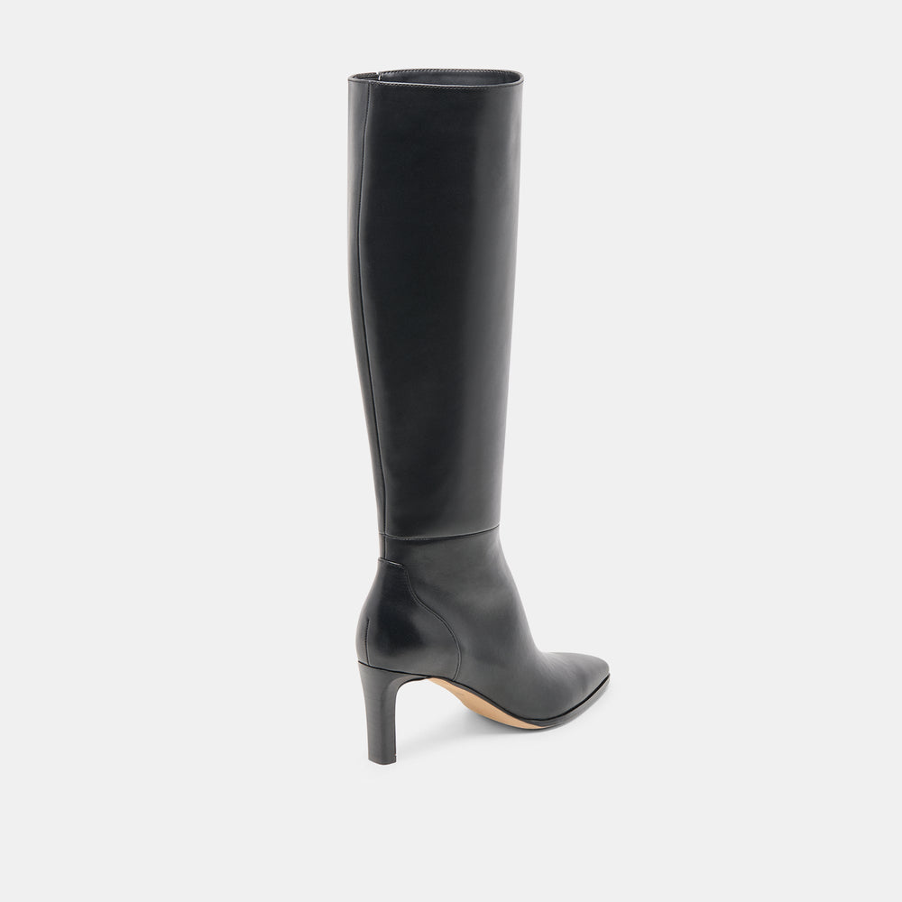 Dolce Vita SHOES | Emmi Black Leather Wide Calf Boots